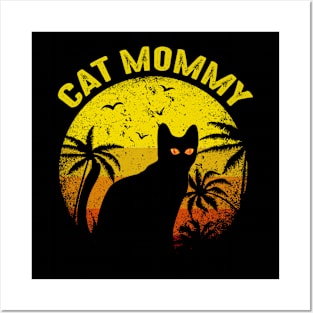 Cat Mommy Women Vintage Retro Black Cats Mom Mothers Day Posters and Art